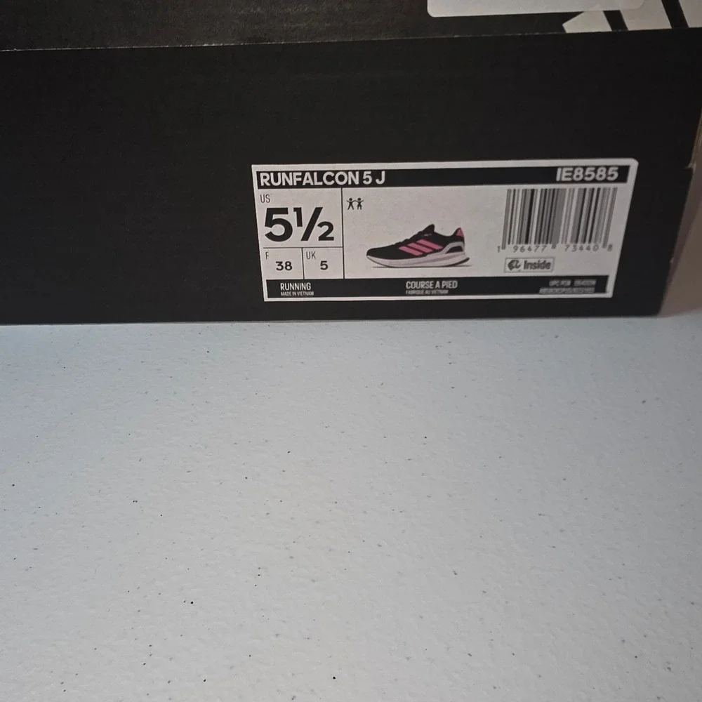 Adidas Runfalcon‎ 5 J Kids Running Shoes Black Pink Silver IE8585 Size 5.5Y NEW
